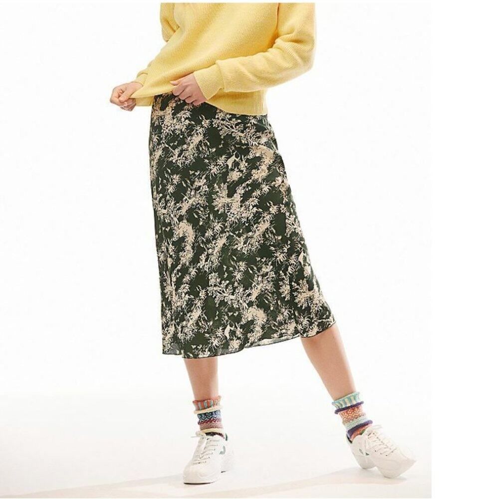 Free People Kendal Fern Green Printed Midi Skirt